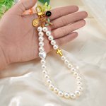 Personalized Angel Cross Initial Pearl Keychain Prayer Christmas Gift for Christians