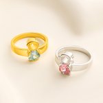 Personalized Cute Boy Girl Charm Heart-Shaped Birthstone Ring Mother's Day Birthday Anniversary Gift for Mother Grandmother