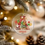 Personalized Happy HoHoHo to You Santa Claus Acrylic Ceramic Ornament with Initial Name and Year Tree Decor Christmas Gift for Kids Family
