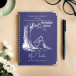 Personalized Classic Winnie the Pooh 2026 Planner Spiral A5 Notebook with Text Title and Surname End of School Appreciation Gift for Teacher