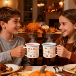 Personalized Pumpkin Maple Leaf 12 oz Enamel Mug with Name Thanksgiving Day Birthday Gift for Teenagers Kids