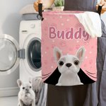 Personalised 3D Cartoon Dog Laundry Storage Basket with Name and Handle Nursery Decor Birthday Gift for Dog Lovers