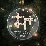 Personalised Snowflake Crossword Puzzle Art Acrylic Christmas Ornament with Text and Year Home Tree Decor Christmas Gift for Family Friends