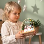Personalized 2-5 Snowmen Christmas Tree Acrylic Adjustable Night Light with Name and Wooden Base Room Decor Christmas Gift for Kids Family