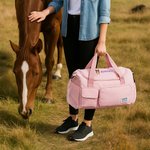 Personalised Multi-Compartment Embroidered Horse Face Waterproof Travel Bag with Name and Shoulder Strap Equestrian Game Day Gift for Horse Lovers