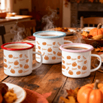 Personalized Pumpkin Maple Leaf 12 oz Enamel Mug with Name Thanksgiving Day Birthday Gift for Teenagers Kids