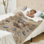 Personalised Dinosaur Themed Multicolour Soft Throw Blanket with Name Christmas Birthday Gift for Kids Dinosaur Lover