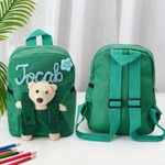 Gepersonaliseerde Weven Bloemen Hart Afneembare Teddybeer Peuter Schooltas met Naam Verjaardag Terug naar School Cadeau voor Kinderen Peuters