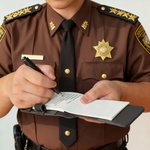 Gepersonaliseerd PU lederen Sheriff ster politie schild wetshandhaving notitieblok met teksten en pen verjaardag afstuderen pensioen Gift voor politieagenten