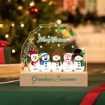 Personalized 2-5 Snowmen Christmas Tree Acrylic Adjustable Night Light with Name and Wooden Base Room Decor Christmas Gift for Kids Family