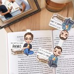 Marcapáginas magnético personalizado con personaje de dibujos animados nombre y texto regalo de cumpleaños para amantes de los libros