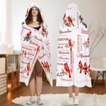 Personalised A Hug from Heaven Cardinal Soft Hooded Blanket with Name Memory Gift Christmas Gift for Family