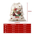 Sacco di tela personalizzato con iniziale e nome design natalizio fiocco di neve bomboniere per vigilia di Natale regalo per bambini