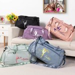 Bolsa de viaje impermeable personalizada con silueta de gimnasia y nombre regalo de cumpleaños para amantes de la gimnasia