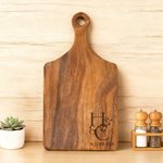 Personalized Engraved Initials Wood Bamboo Reversible Cheese Charcuterie Cutting Board with Grip Housewarming Wedding Gift for Couple