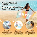 Personalised Colorful Classic Stripe Oversized Quick Dry Beach Towel with Name Travel Essentials Summer Holiday Party Gift for Family Friends