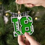 Ornement en bois personnalisé avec nom pour le thème du ballon de sport Cadeau de Noël pour les amateurs de sport