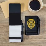 Gepersonaliseerd PU lederen Sheriff ster politie schild wetshandhaving notitieblok met teksten en pen verjaardag afstuderen pensioen Gift voor politieagenten