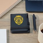 Gepersonaliseerd PU lederen Sheriff ster politie schild wetshandhaving notitieblok met teksten en pen verjaardag afstuderen pensioen Gift voor politieagenten