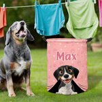 Personalised 3D Cartoon Dog Laundry Storage Basket with Name and Handle Nursery Decor Birthday Gift for Dog Lovers