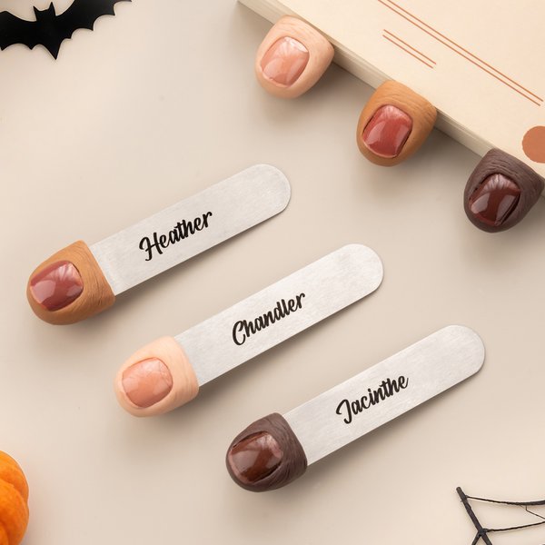 Personalised Textured Finger Bookmarks with Name Halloween Novelty Gift for Book Lovers