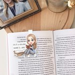 Marcapáginas magnético personalizado con personaje de dibujos animados nombre y texto regalo de cumpleaños para amantes de los libros