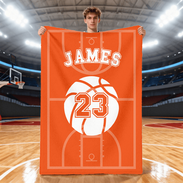 Personalised Ball Silhouette Soft Throw Blanket with Name and Number Birthday Team Gift for Sports Lovers