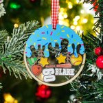 Personalized Ice Cream Dripping Softball Baseball Christmas Shake Ornament with Name Home Tree Decor Christmas Gift for Baseball Lover Softball Player