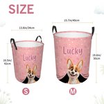 Personalised 3D Cartoon Dog Laundry Storage Basket with Name and Handle Nursery Decor Birthday Gift for Dog Lovers