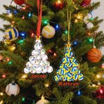 Ornement de Noël personnalisé Baseball Basketball avec nom Décoration de la maison Cadeau de Noël pour enfant Amoureux du sport