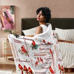 Personalised A Hug from Heaven Cardinal Soft Hooded Blanket with Name Memory Gift Christmas Gift for Family