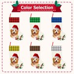 Personalized Santa Hat Plaid Oil Painting Photo Candy Christmas Stocking with Name Christmas Decor Party Gift for Pet Lovers
