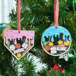 Personalized Ice Cream Dripping Softball Baseball Christmas Shake Ornament with Name Home Tree Decor Christmas Gift for Baseball Lover Softball Player