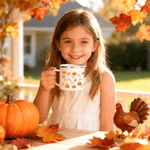 Personalized Pumpkin Maple Leaf 12 oz Enamel Mug with Name Thanksgiving Day Birthday Gift for Teenagers Kids