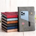 Personalized Birth Flower Name PU Leather A5 Notebook with Storage Pocket and Lined Pages Office Supplies Birthday Gift for Friend Family