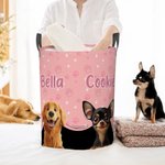 Personalised 3D Cartoon Dog Laundry Storage Basket with Name and Handle Nursery Decor Birthday Gift for Dog Lovers