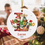 Personalized Happy HoHoHo to You Santa Claus Acrylic Ceramic Ornament with Initial Name and Year Tree Decor Christmas Gift for Kids Family
