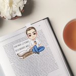 Marcapáginas magnético personalizado con personaje de dibujos animados nombre y texto regalo de cumpleaños para amantes de los libros