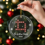 Personalised Snowflake Crossword Puzzle Art Acrylic Christmas Ornament with Text and Year Home Tree Decor Christmas Gift for Family Friends