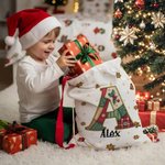 Sacco di tela personalizzato con iniziale e nome design natalizio fiocco di neve bomboniere per vigilia di Natale regalo per bambini