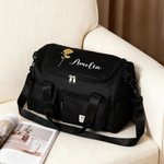 Personalised Birth Flower Name Large Travel Duffle Bag with Multi Compartments and Shoulder Strap Back to School Birthday Gift for Women Girls