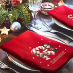 Personalisierte Wiederverwendbare Serviette aus 100 % Baumwolle mit Initiale Cartoon-Figur und Namen Tischdeko Weihnachtsgeschenk für Familie Freund