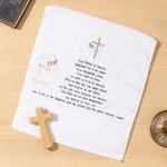 Personalized Multicolor Lord's Prayer 100% Cotton Towel with Embroidered Name Daily Use Religious Baptism Gift for Christian Friends