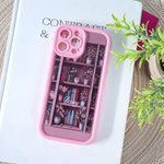 Personalised Pink Bookshelf Floral Shockproof Phone Case with Name for iPhone Birthday Christmas Gift for Book Lover Bookworm