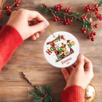 Personalized Happy HoHoHo to You Santa Claus Acrylic Ceramic Ornament with Initial Name and Year Tree Decor Christmas Gift for Kids Family