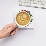 Personalized Christmas Wreath Initial Ceramic Square Coaster with Name Holiday Party Table Decor Christmas Gift for Kids Family