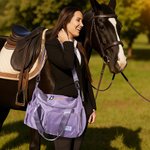 Personalised Multi-Compartment Embroidered Horse Face Waterproof Travel Bag with Name and Shoulder Strap Equestrian Game Day Gift for Horse Lovers