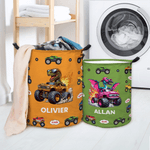Personalised Dinosaur Lorry Large Capacity Laundry Basket with Name Birthday Christmas Gift for Boys Dinosaur Lovers