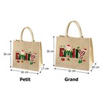 Sac en Jute Réutilisable Personnalisé avec Nom de Style Noël Cadeau de Fête Noël pour Enfants Famille