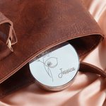 Personalized Birth Flower Makeup Box with Name and Powder Puff Travel Essentials Birthday Gift for Women